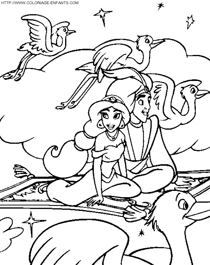 coloriage aladdin et jasmine en ligne