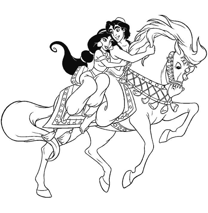 coloriage aladdin et jasmine