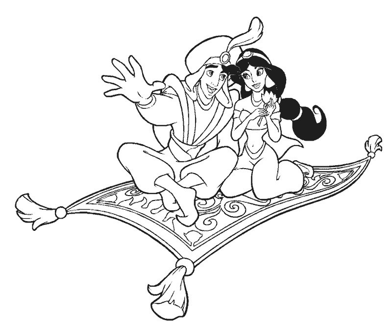 coloriage aladdin et jasmine