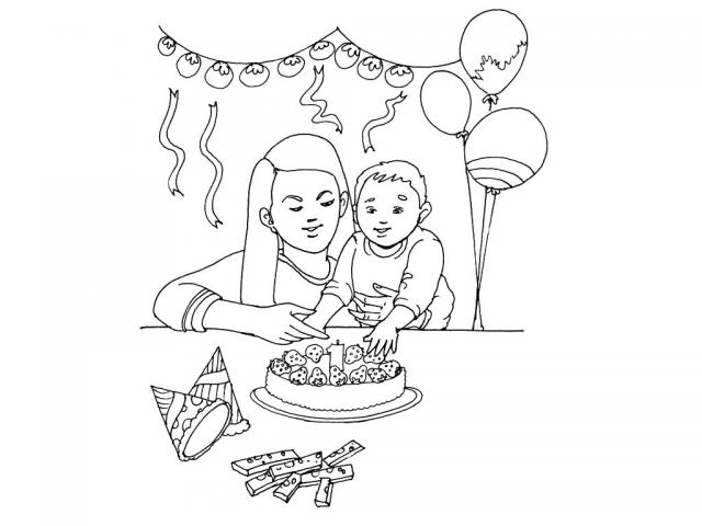 coloriage coeur anniversaire maman