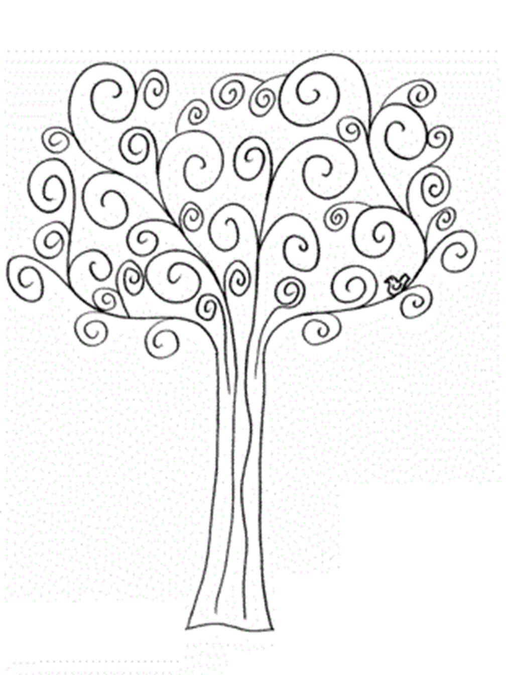 coloriage silhouette arbre