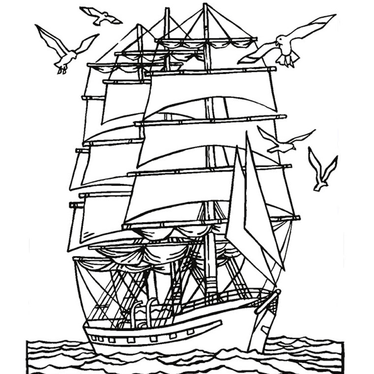 coloriage bateau a voile a imprimer