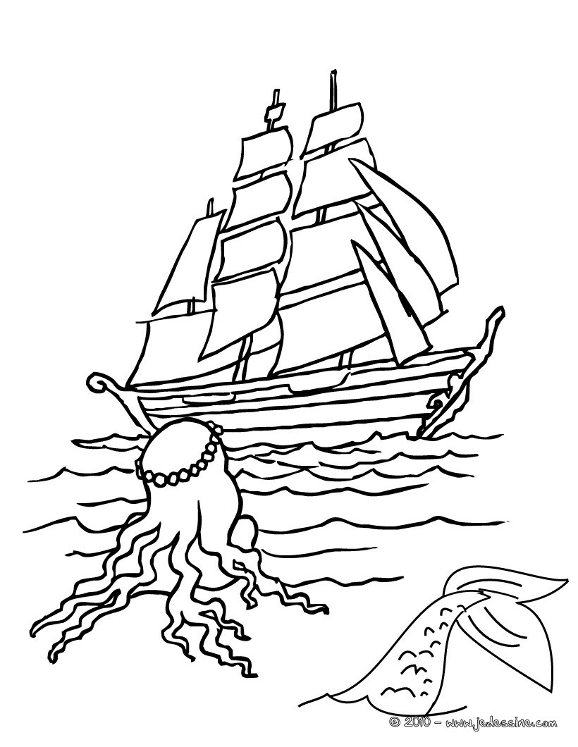 Illustration d'un bateau à colorier