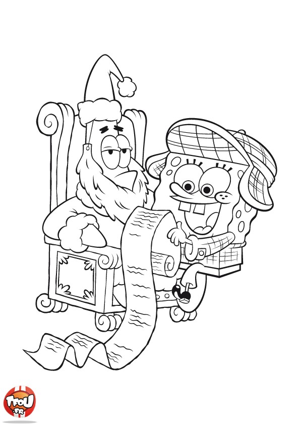 coloriage bob leponge noel