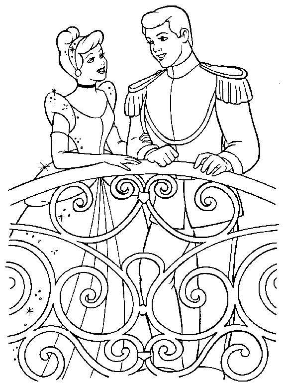 20 dessins de coloriage Cendrillon Avec Son Prince à imprimer