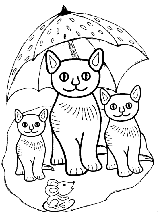 Mom And Baby Cat Coloring Pages