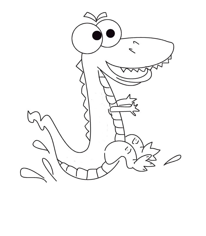 coloriage crocodile rigolo