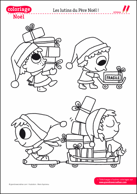 coloriage des lutins du pere noel