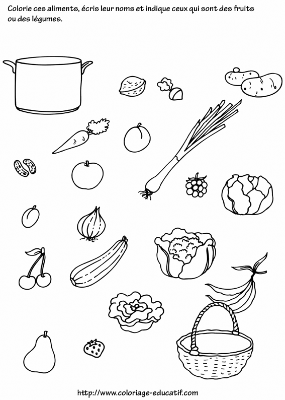 coloriage fruits et legumes maternelle