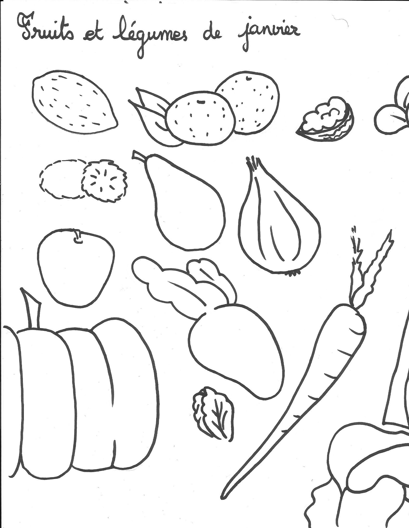 coloriage fruits et legumes maternelle