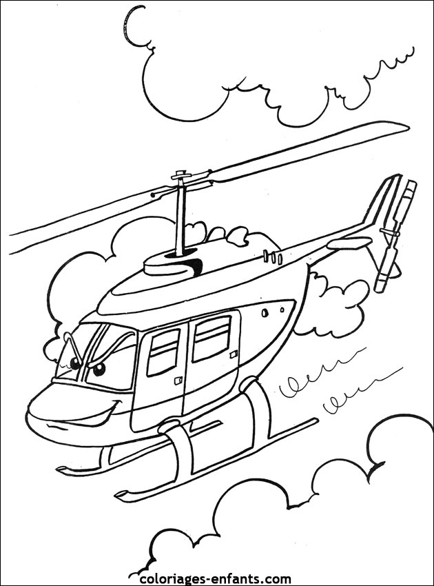 coloriage helicoptere sam le pompier