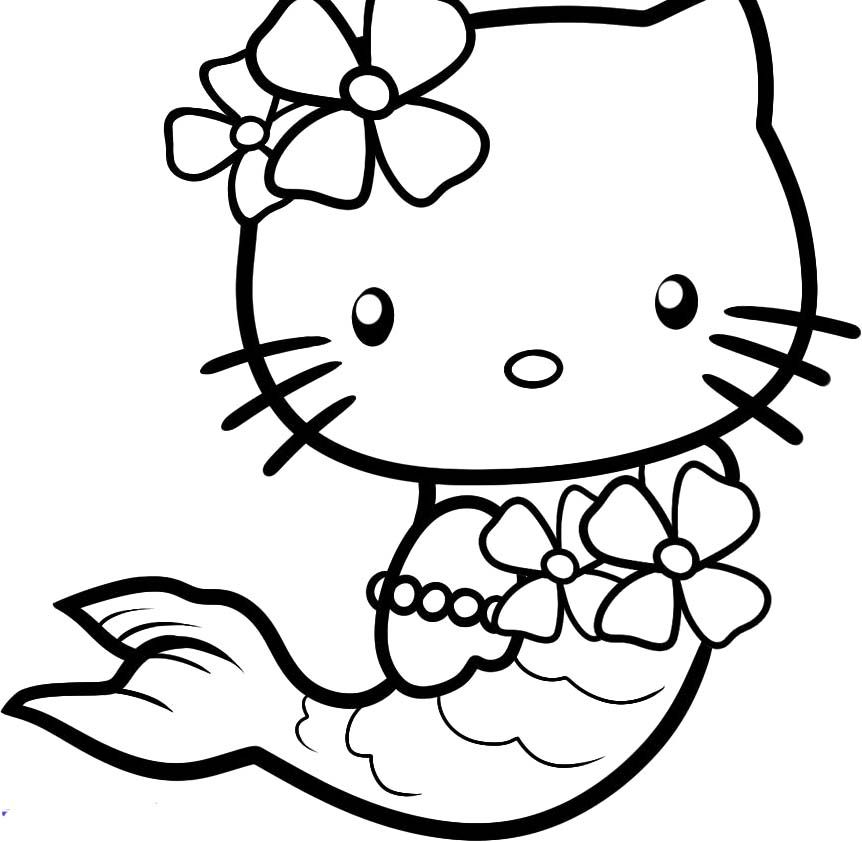 19 dessins de coloriage Hello Kitty Sirene   imprimer