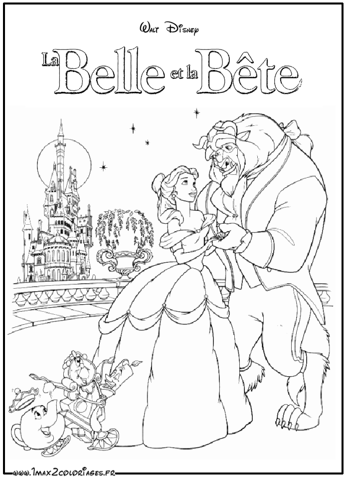 coloriage a dessiner gratuit la belle et la bete