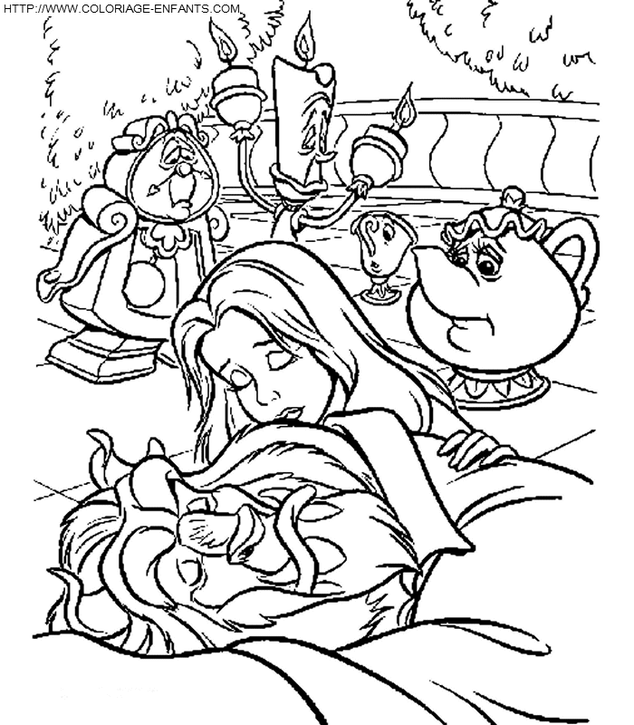 coloriage la belle et la bete gratuit