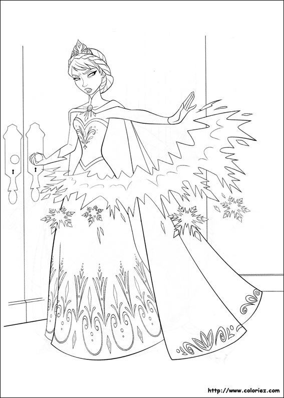 coloriage la reine des neiges en couleur