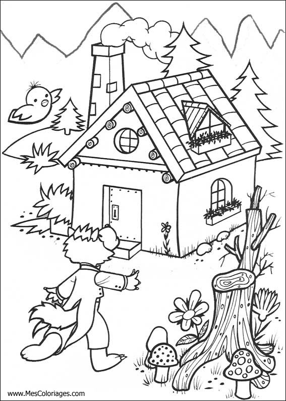 18 dessins de coloriage Loup 3 Petit Cochons à imprimer