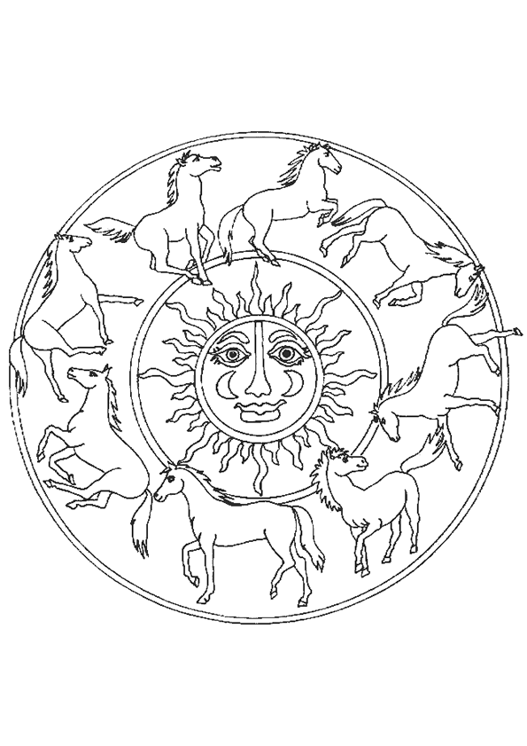 coloriage mandala cheval