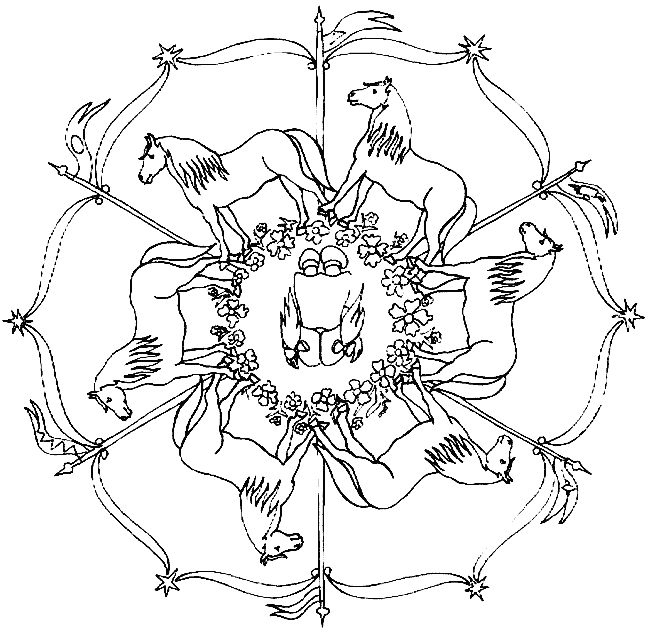 coloriage mandala cheval