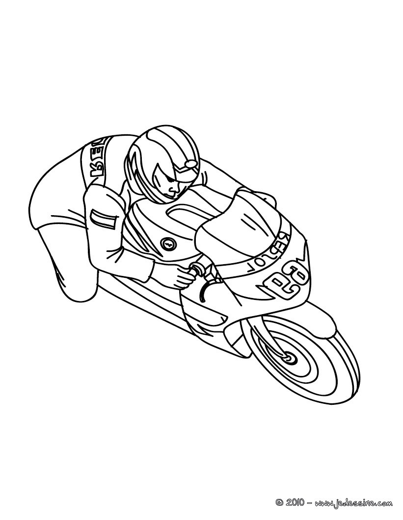 coloriage moto de course