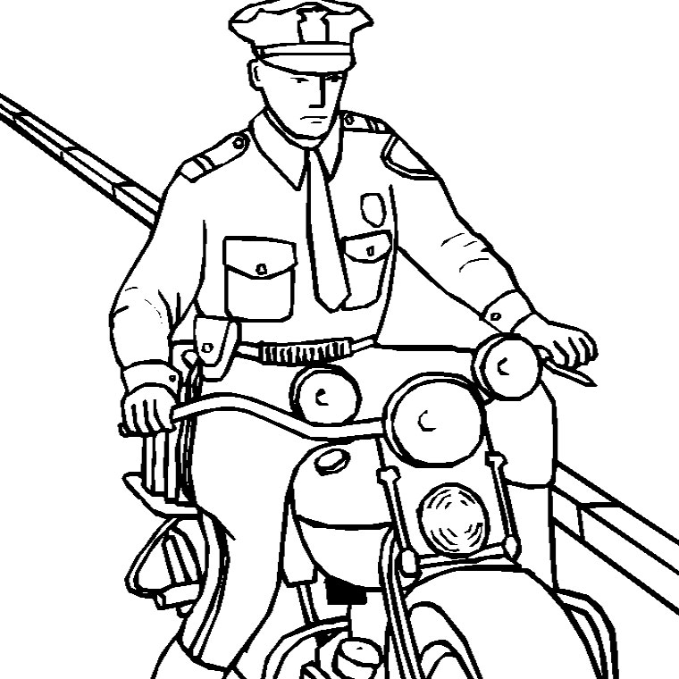 coloriage moto police