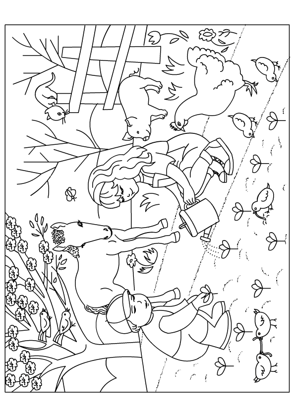 coloriage nature printemps