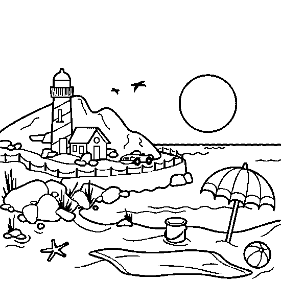 coloriage paysage ete