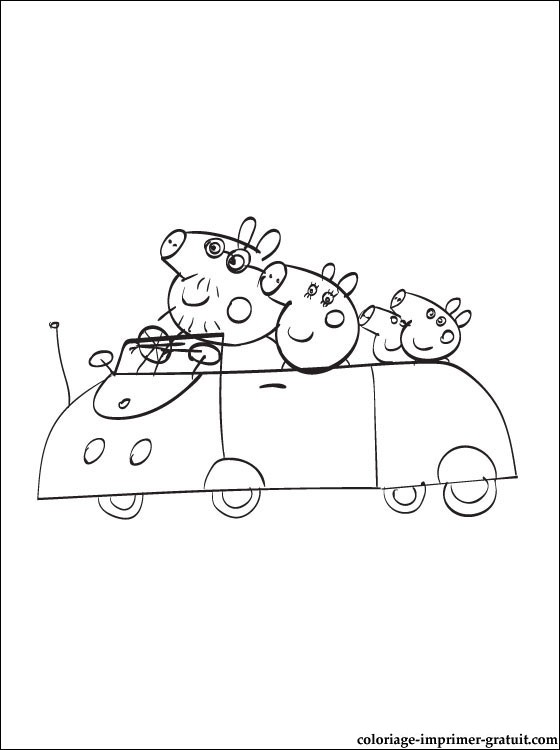 coloriage peppa pig voiture