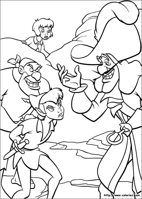 coloriage peter pan et capitaine crochet