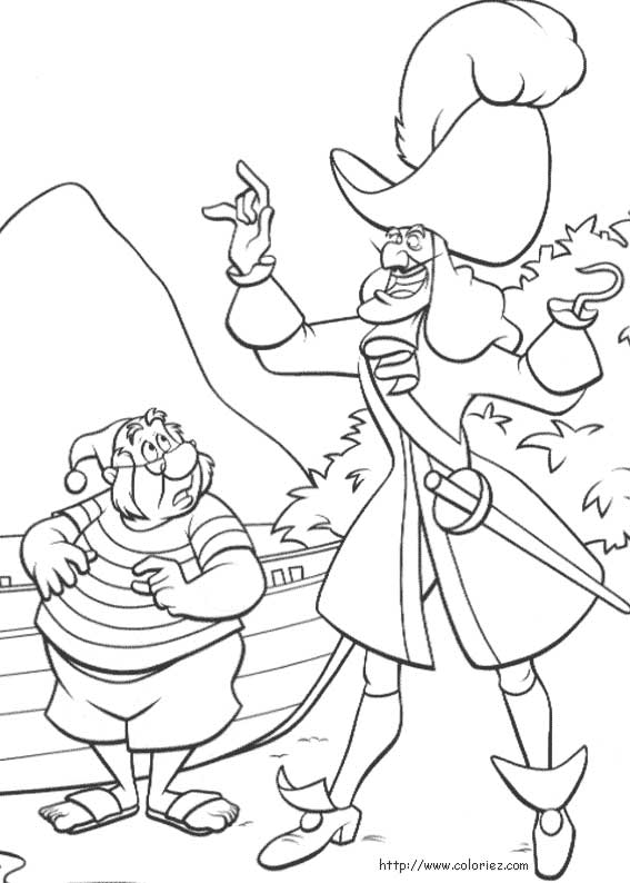 coloriage peter pan et capitaine crochet