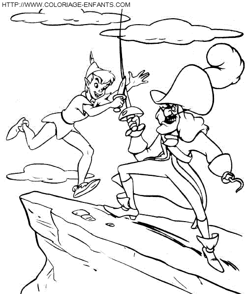 coloriage peter pan et capitaine crochet