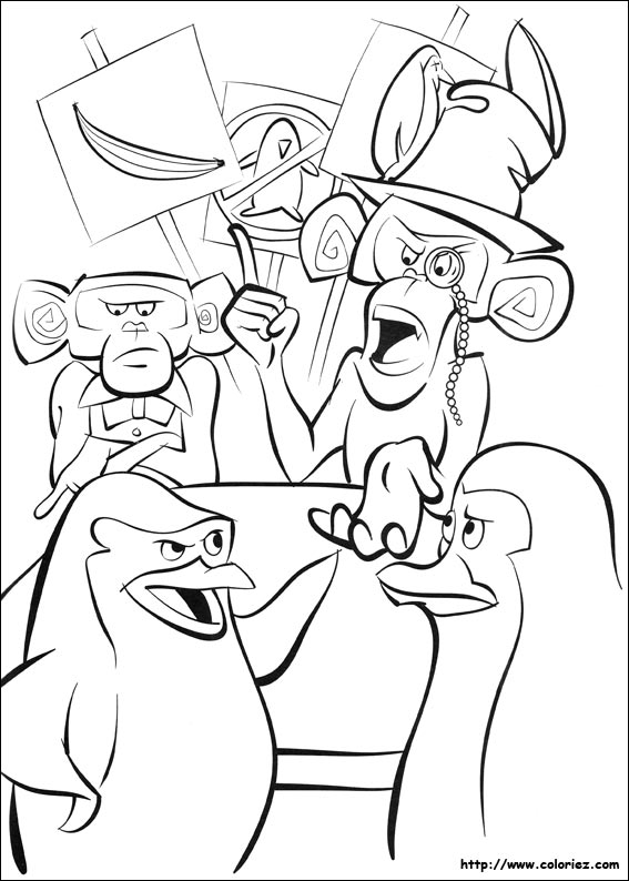 coloriage pingouins de madagascar