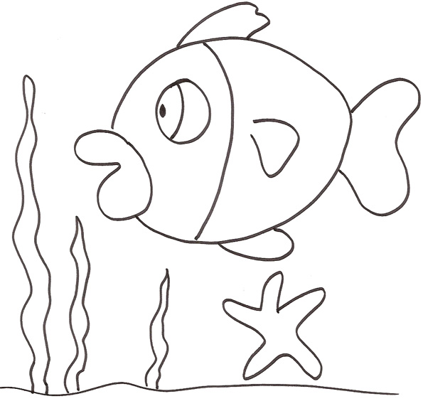 coloriage poisson davril 2 ans