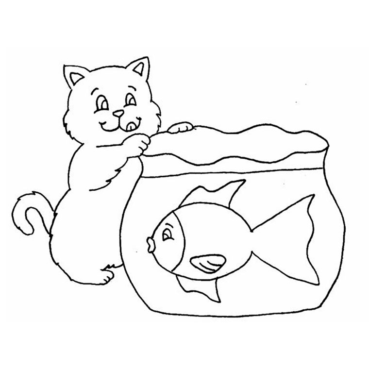 coloriage poisson rouge dans son bocal