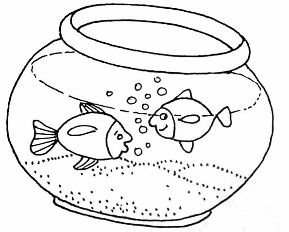 coloriage poisson rouge dans son bocal