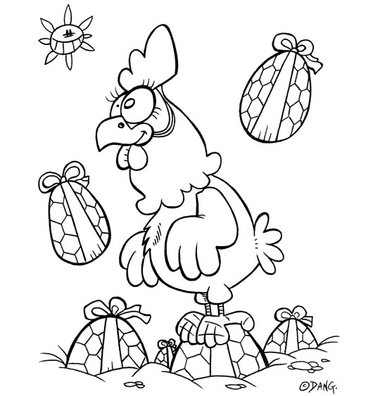 coloriage poule de paques