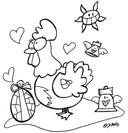 coloriage poule de paques