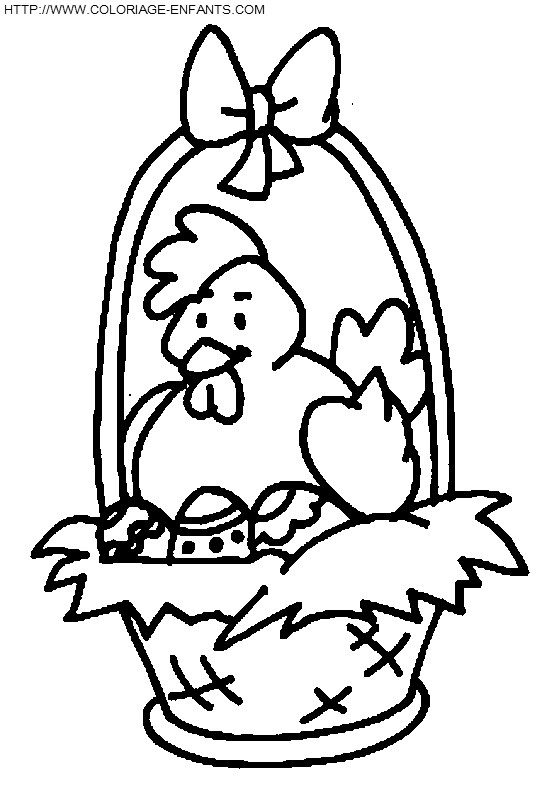 coloriage poule de paques