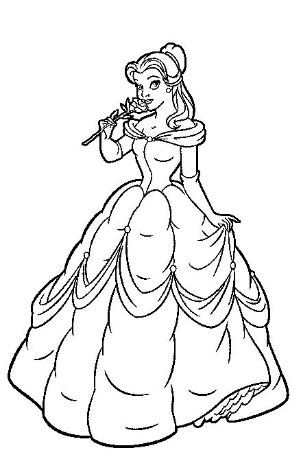 coloriage princesse la belle et la bete a imprimer