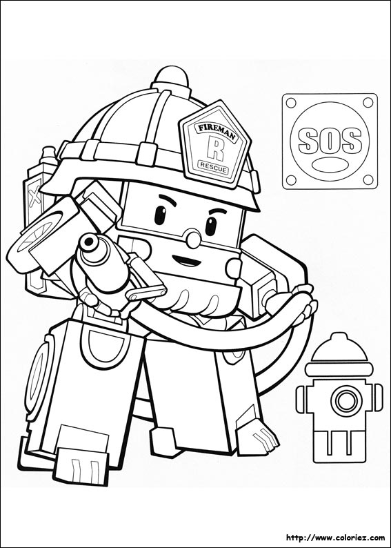 5 dessins de coloriage Robocar Poli Roy à imprimer