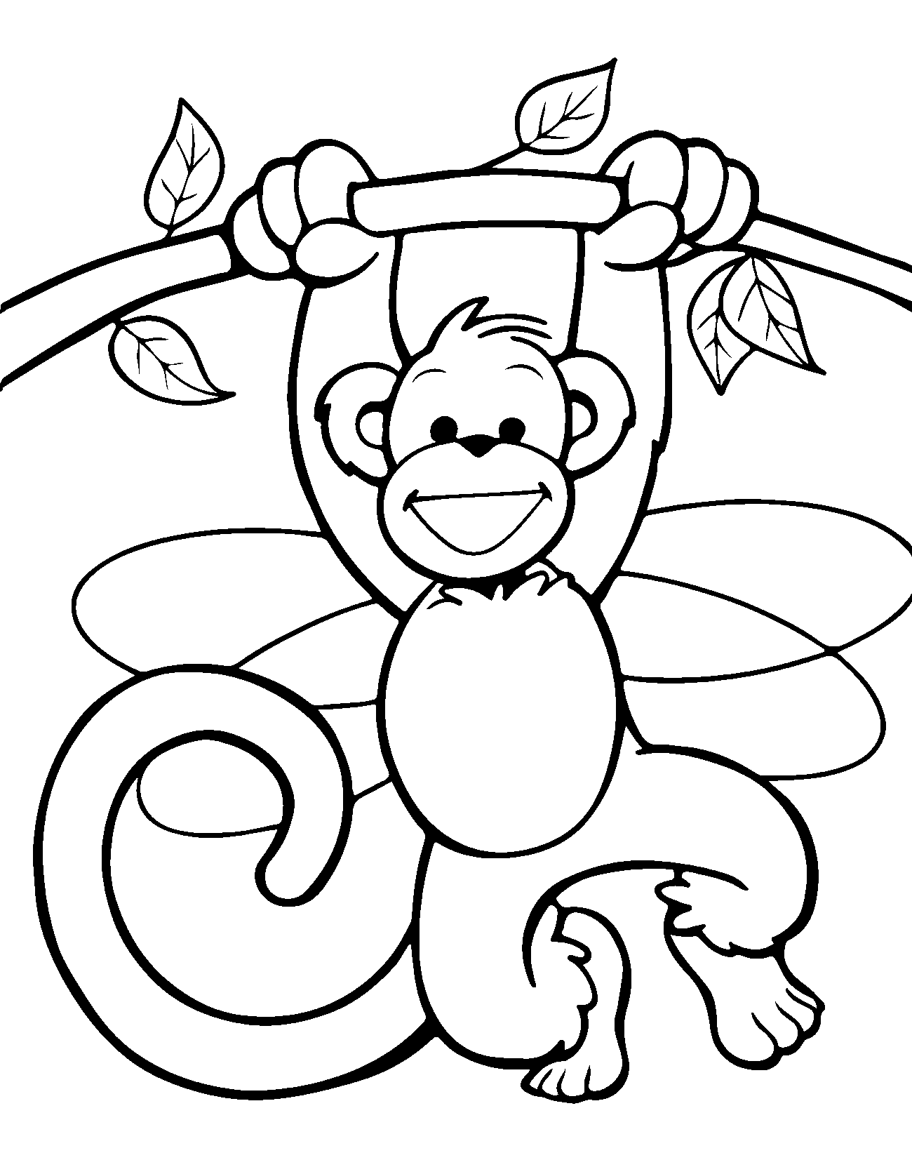 coloriage singe avec banane