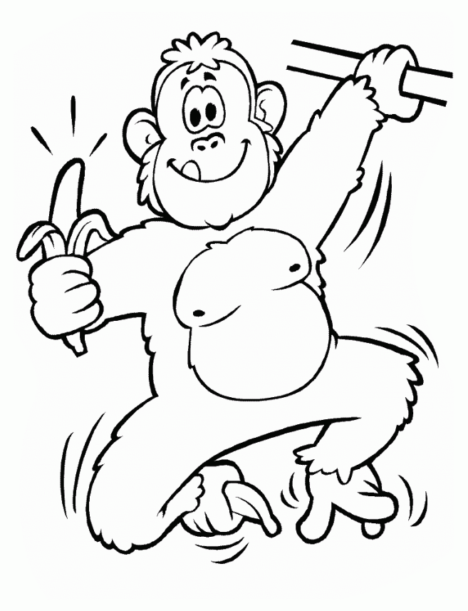 coloriage singe avec banane