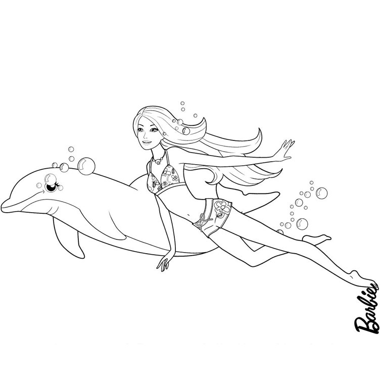 coloriage sirene barbie a imprimer