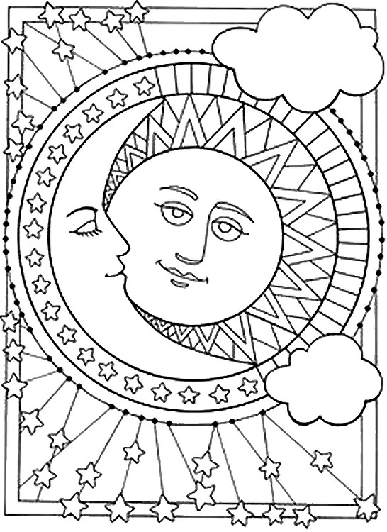 coloriage soleil et lune