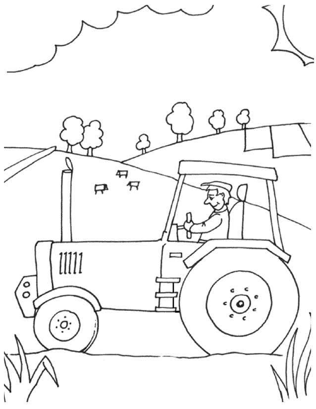 coloriage tracteur remorque