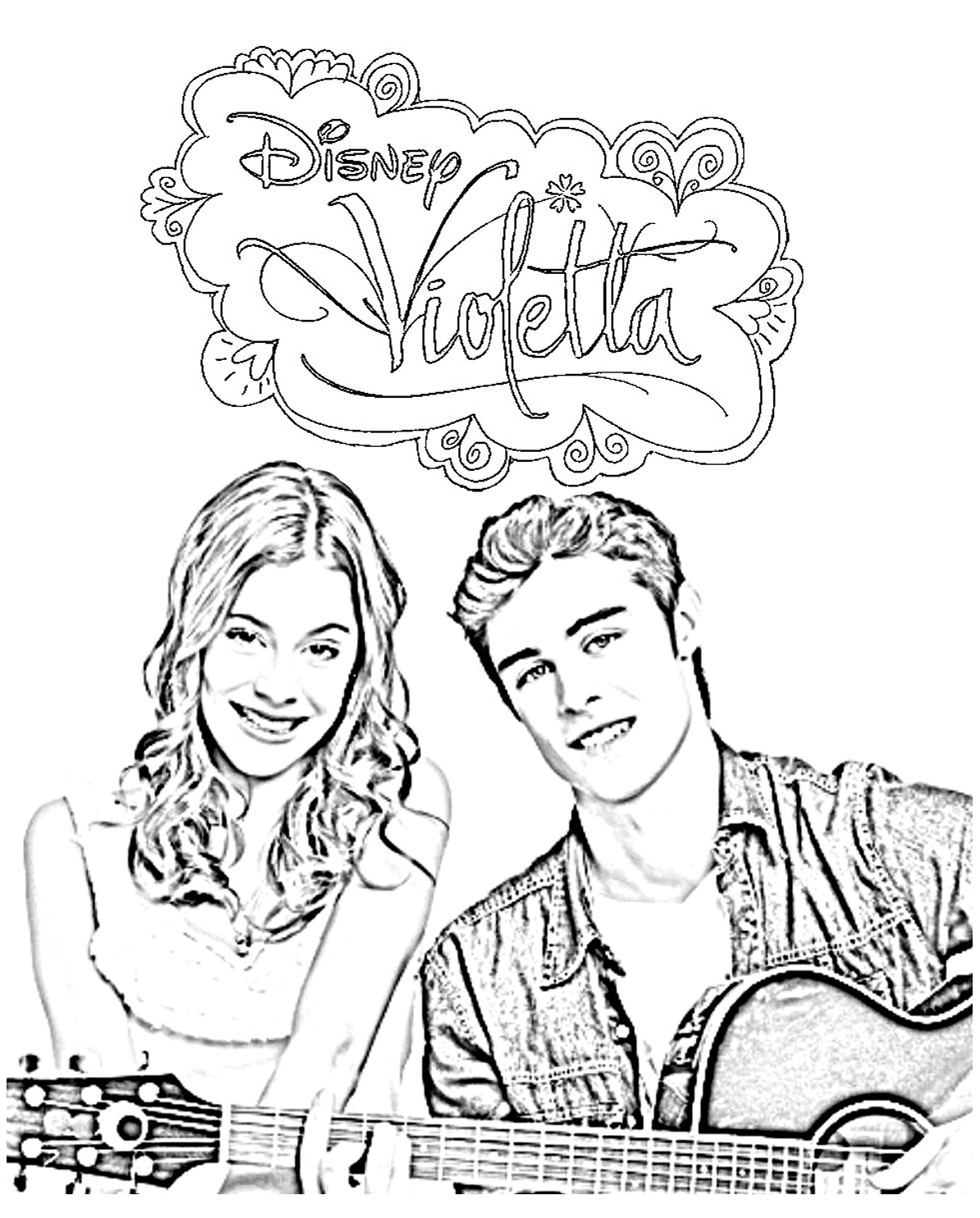 coloriage de violetta et leon sac a colorier violetta