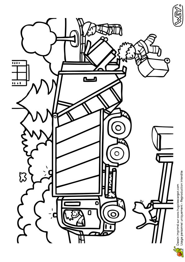 coloriage à dessiner vehicule chantier