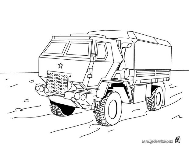 dessin  colorier vehicule militaire