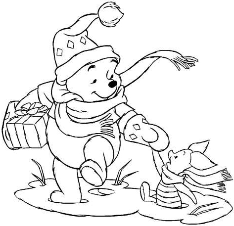 coloriage winnie lourson noel